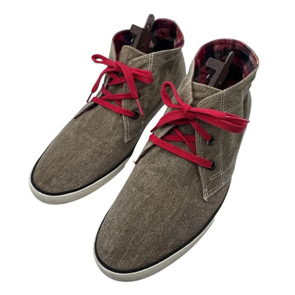 Woolrich Men’s Brown Chukka Canvas Boots with Red Laces - Size 11.5